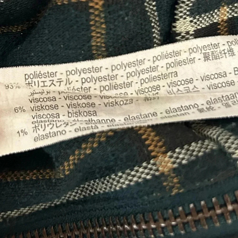Stradivarius Green Plaid Skinny Trouser Pants Size 4 - Picture 9 of 9